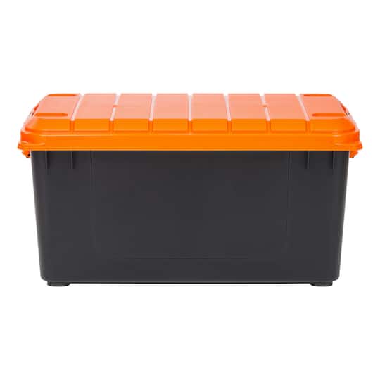 IRIS® 82qt. Black Heavy Duty Store-It-All Totes with Orange Lids, 2ct.